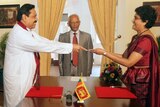 Shirani Bandaranayake with Mahinda Rajapaksa in Sri Lanka