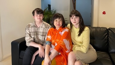 Linda Lin with her children Jessica and Matthew Hall celebrate Lunar New Year together when they can