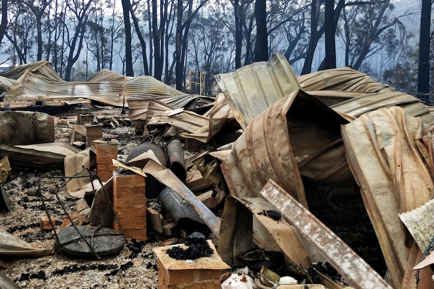 burnt roofing tin.