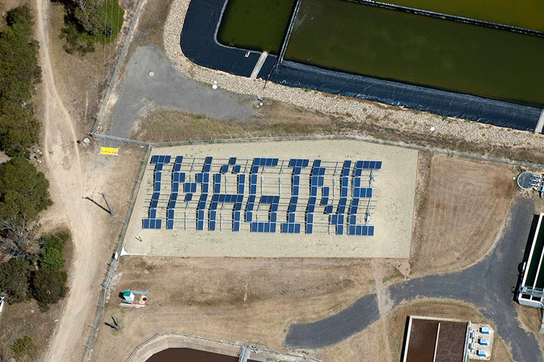 An aerial view of the Tathra Community Solar Farm