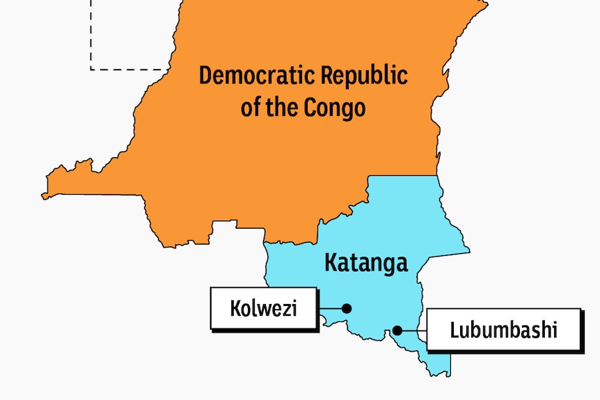 A map of the Democratic Republic of the Congo.