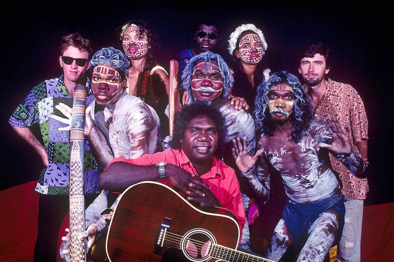 The members of Arnhem Land band Yothu Yindi pose for a photo