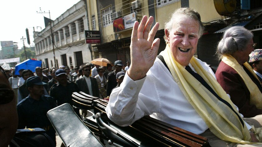 Sir Edmund Hillary at the 2003 celebrations in Kathmandu to mark the 50th anniversary of the first ascent of Mount Everest