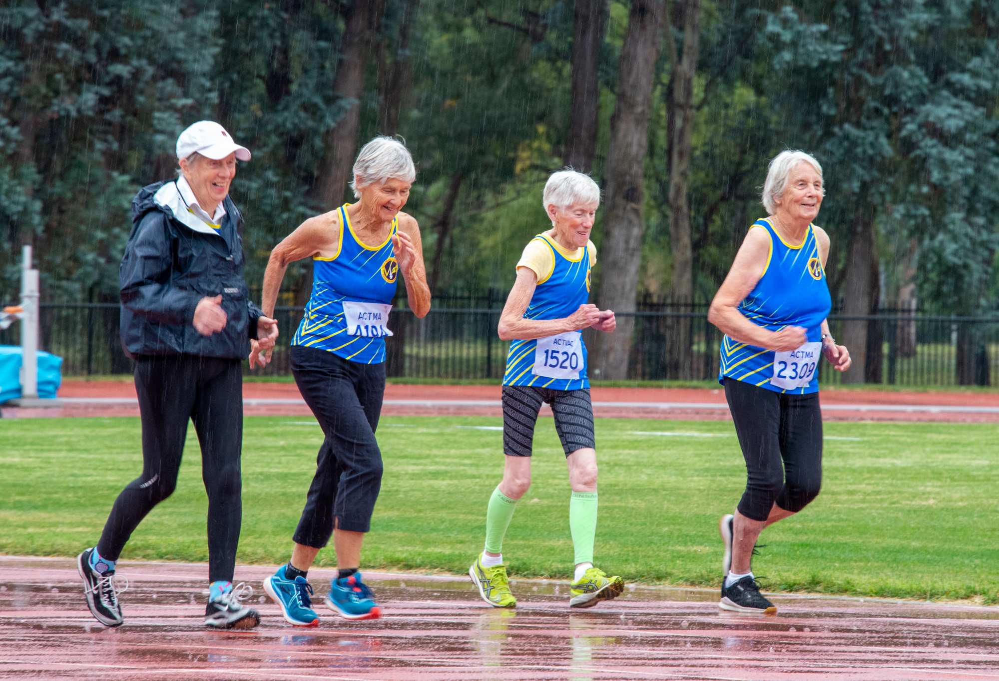 Women's over 80s running relay team set world record at ACT Masters