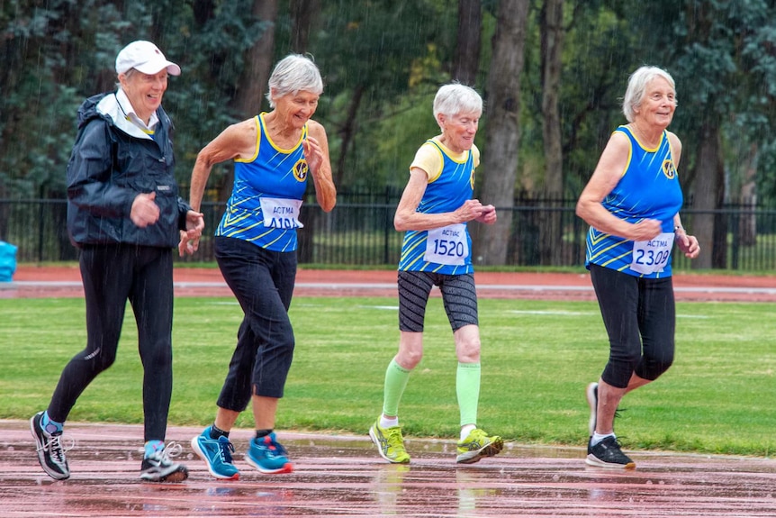 Four women running