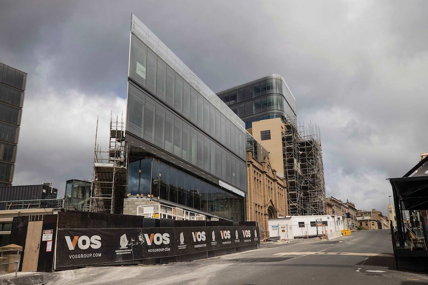 The Parliament Square redevelopment in Hobart, under construction