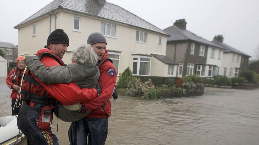 Elderly lady rescued in UK floods