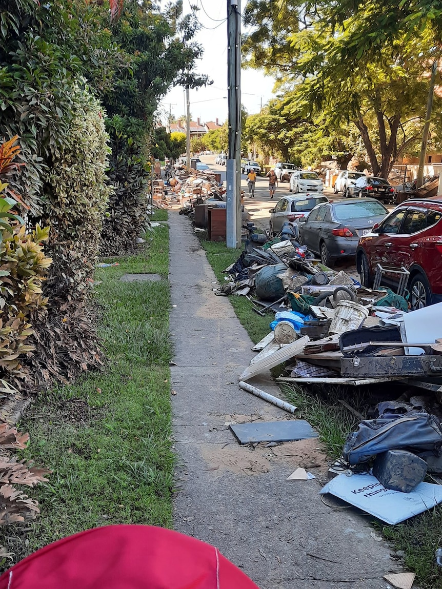 rubbish on the side of the street.