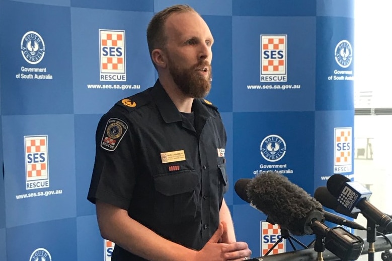 South Australian State Emergency Service's David O'Shannessy speaking to media at a press conference.