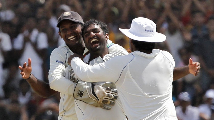 Going out on a high...Muralidaran's 800th wicket came on the last delivery of his Test career.