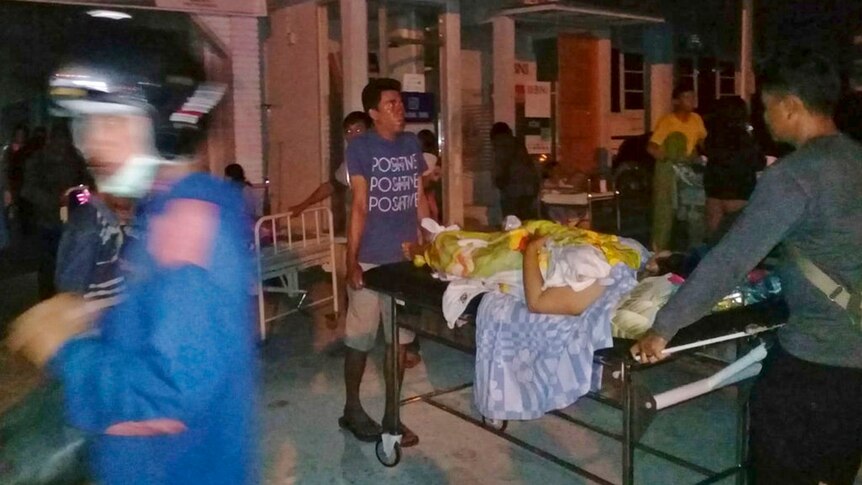 An Indonesian hospital was evacuated after a magnitude-7.5 earthquake on Friday afternoon.