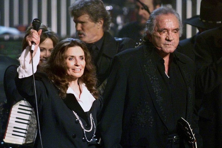 Johnny Cash and June Carter in 1999 after a tribute concert in Cash's honour.
