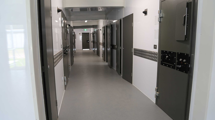 The corridor of a modular prison cell