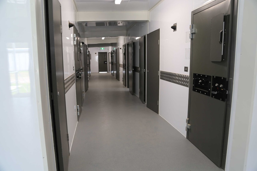 The corridor of a modular prison cell