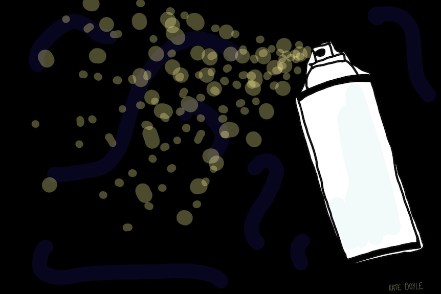 Drawing of spray can.