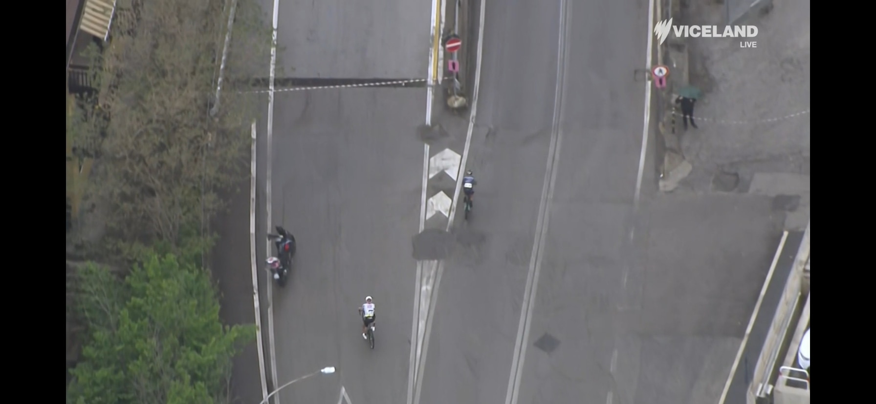 Igor Arrieta goes the wrong way on his bike