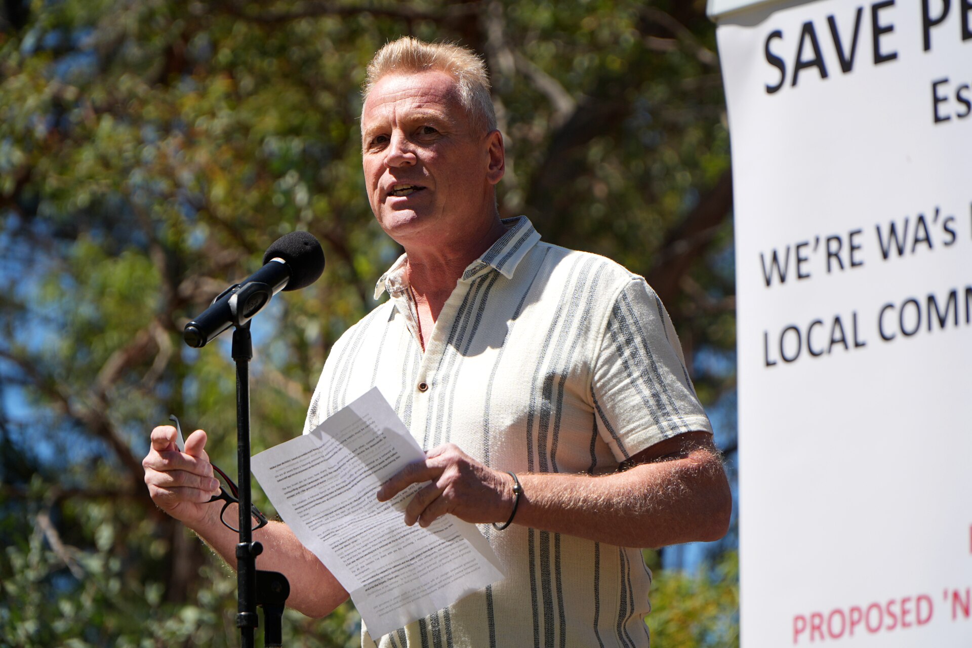 Wayne Gregson speaking to a crowd