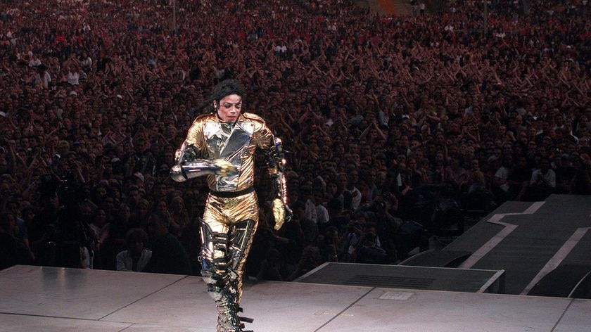 Jackson on stage during his HiStory concert tour held in New York in 1997.