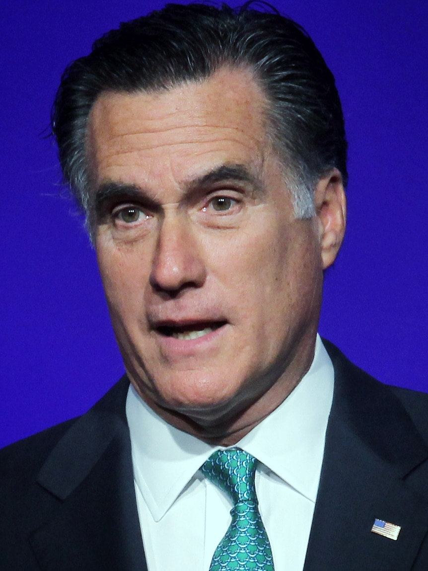 Mitt Romney addresses a luncheon.