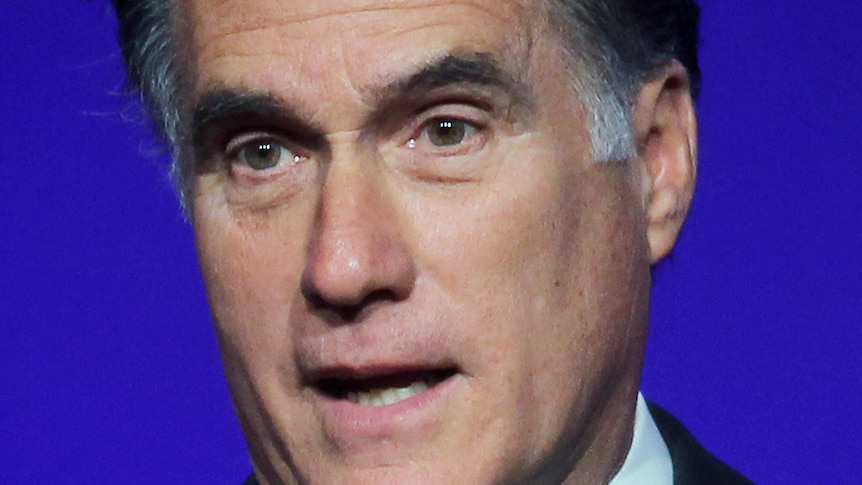 Mitt Romney addresses a luncheon.