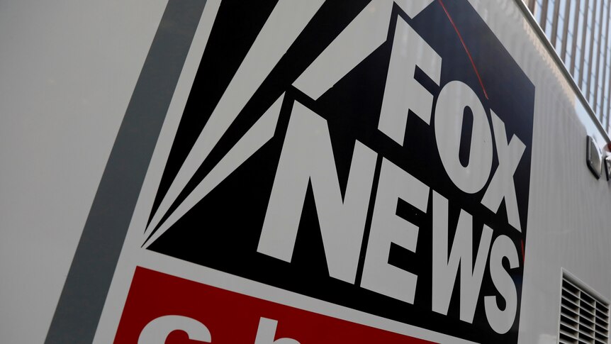 A sign with the Fox News logo on it