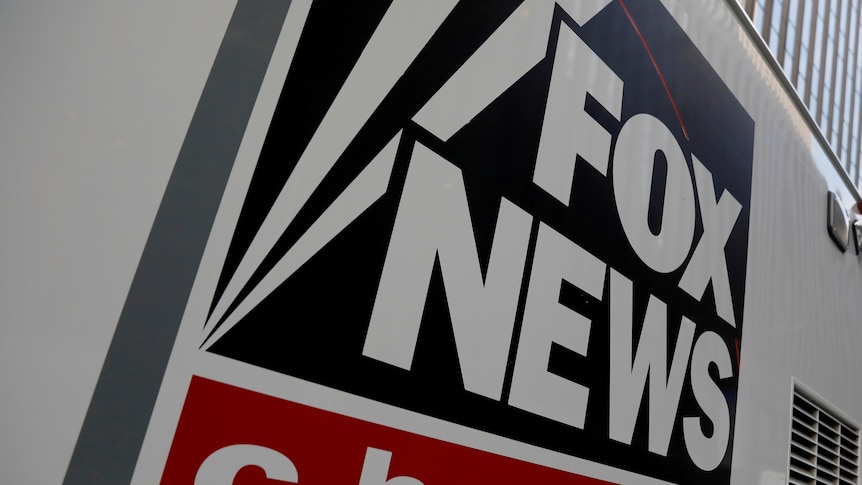 A sign with the Fox News logo on it