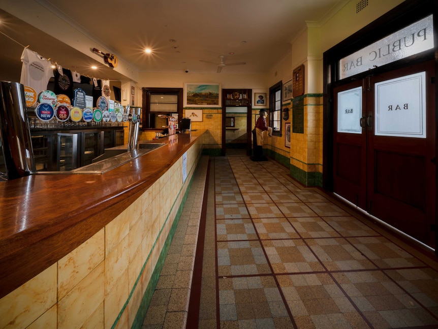 Empty bar at Hotel Brunswick in NSW.