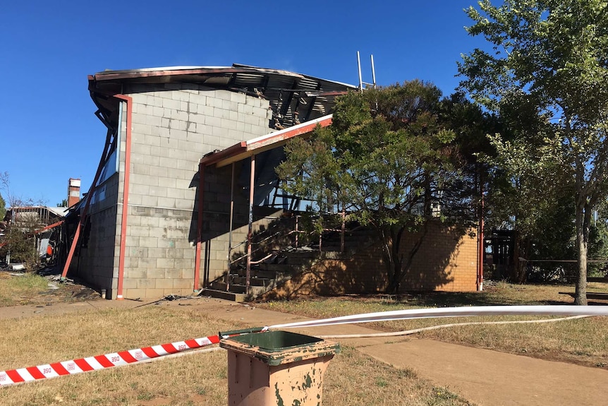 A side view of the damage at the Daylesford Secondary College in Victoria.