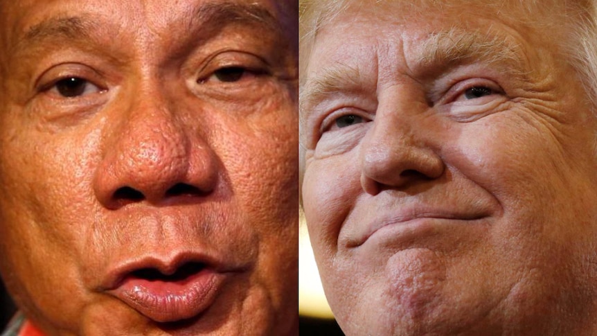 Donald Trump and Rodrigo Duterte close up head shot