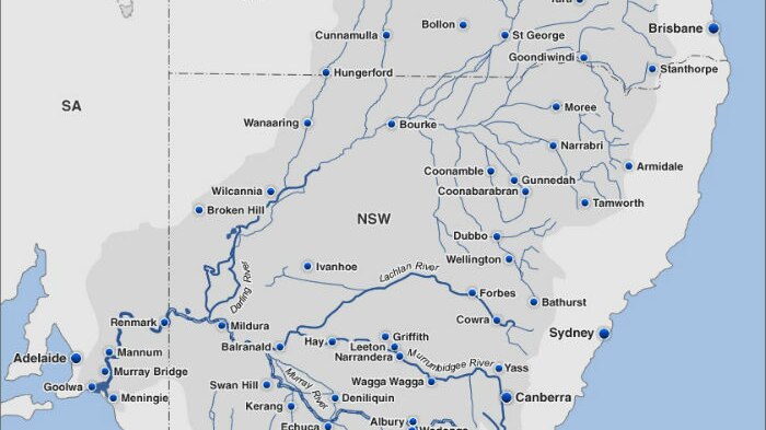 A map of the Murray-Darling Basin in Australia.