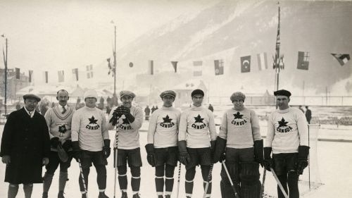 The Canadian ice hockey team at the 1924 Winter Olympics in Chamonix, France.