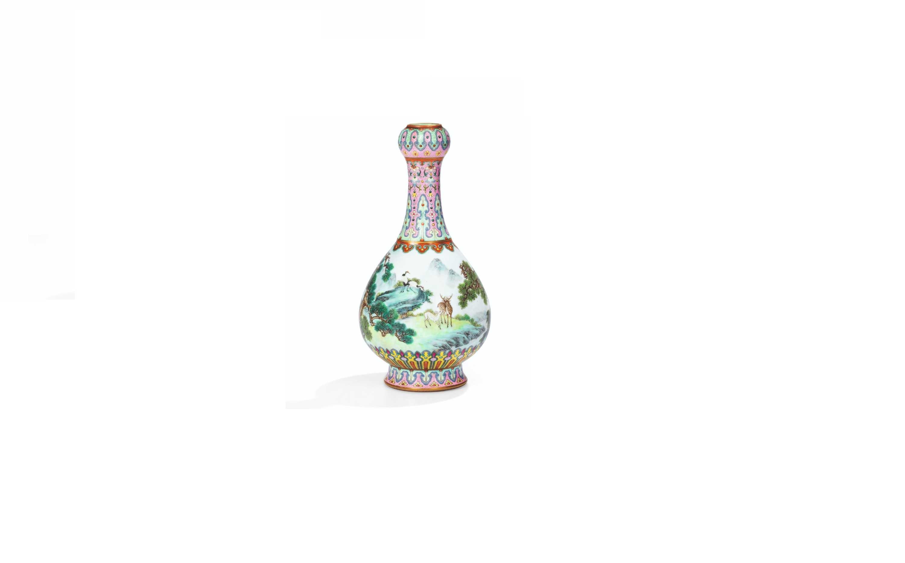 An 18th century Chinese vase is displayed against a white background.