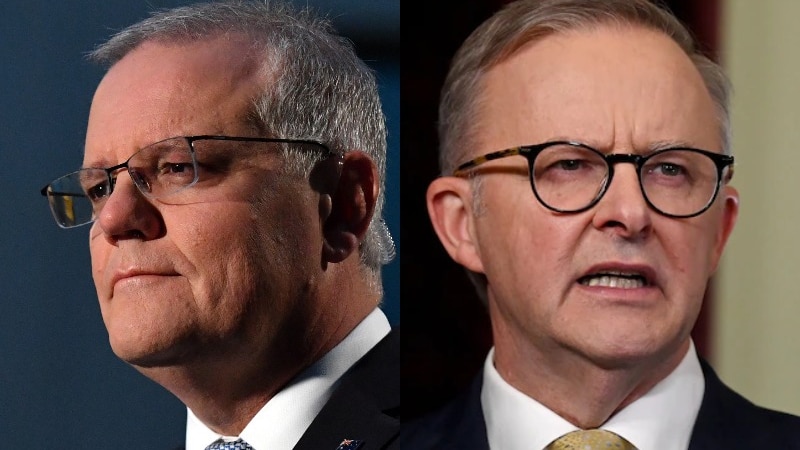 Composite image of Scott Morrison and Anthony Albanese.