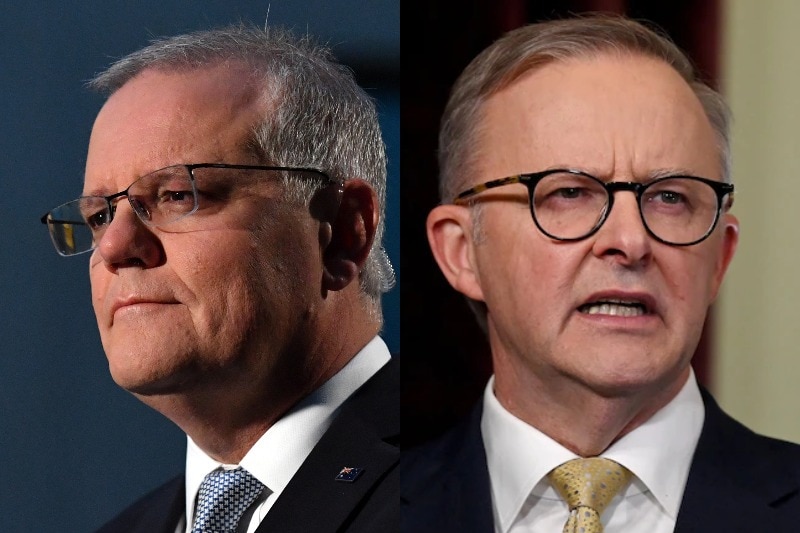 Composite image of Scott Morrison and Anthony Albanese.