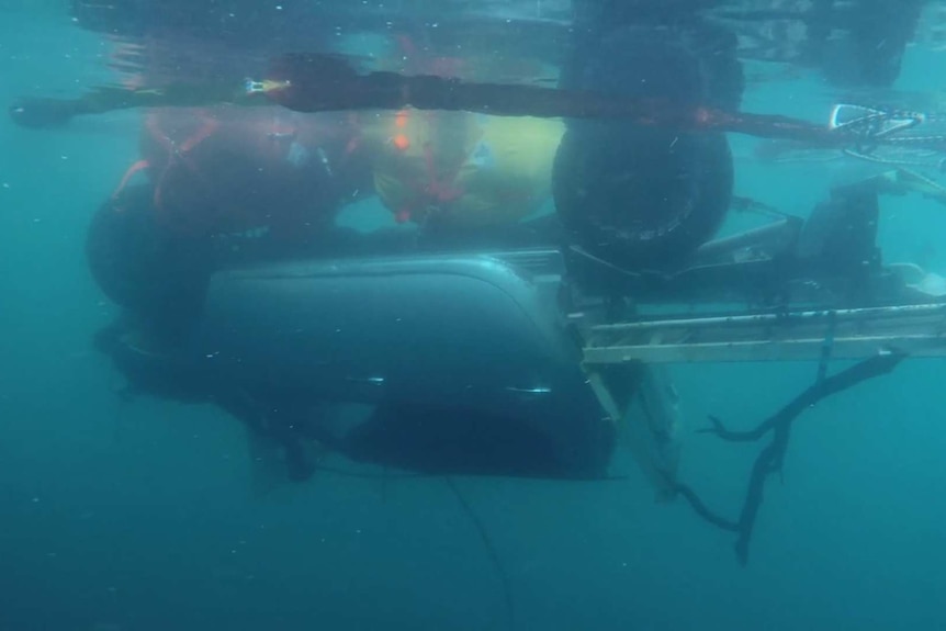 The car underwater.