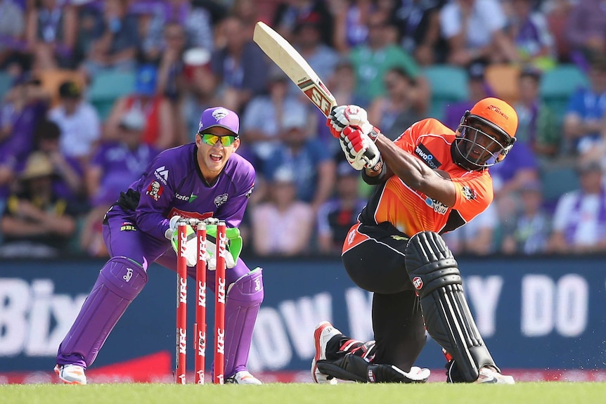 Michael Carberry hits out for the Perth Scorchers