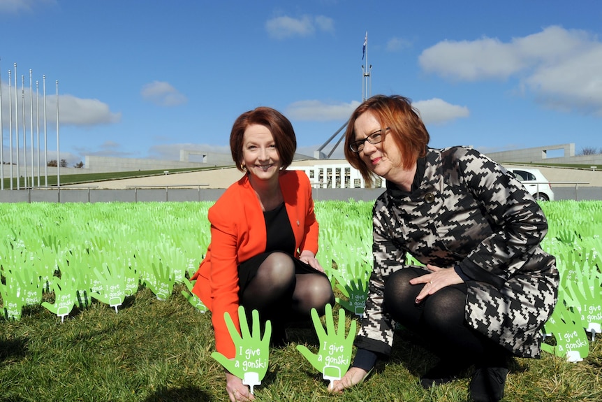 PM and principal with 'hands' at Parliament House in Canberra.