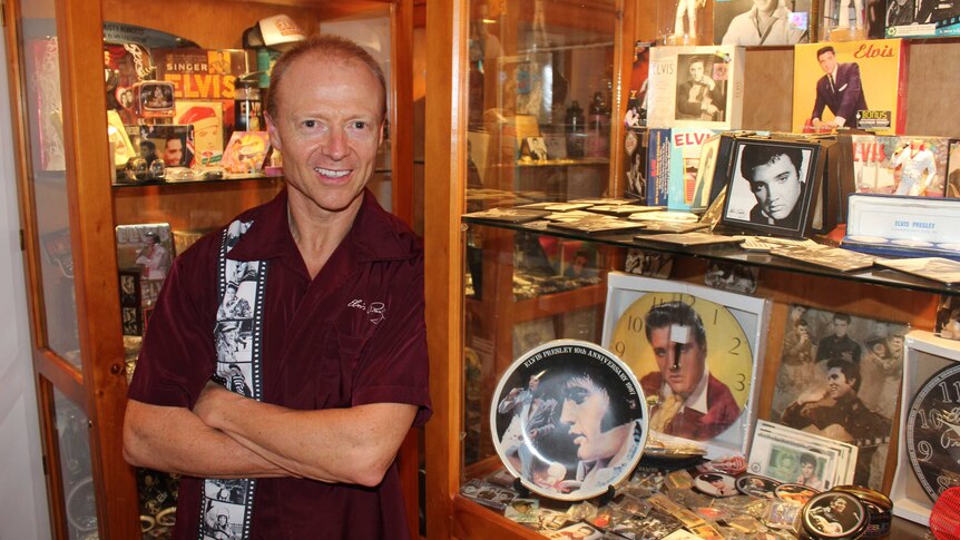 Rusty Roberts from Banora Point in Tweed Heads says he has Australia's largest collection of Elvis Presley memorabilia