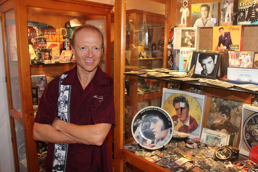 Rusty Roberts from Banora Point in Tweed Heads says he has Australia's largest collection of Elvis Presley memorabilia