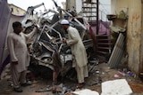 Bomb wreckage in Karachi