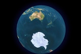 Satellite image of Antarctica and Australia
