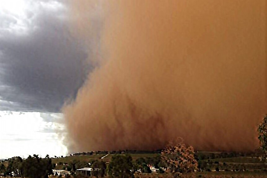 A dust cloud over the Barossa Valley in South Australia