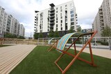 Deck chairs in the Olympic village