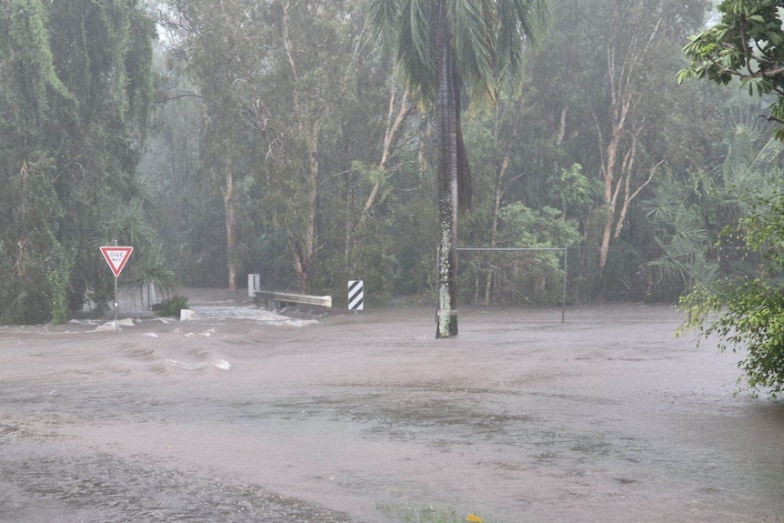 Flooding on Groote Eylandt on Saturday.