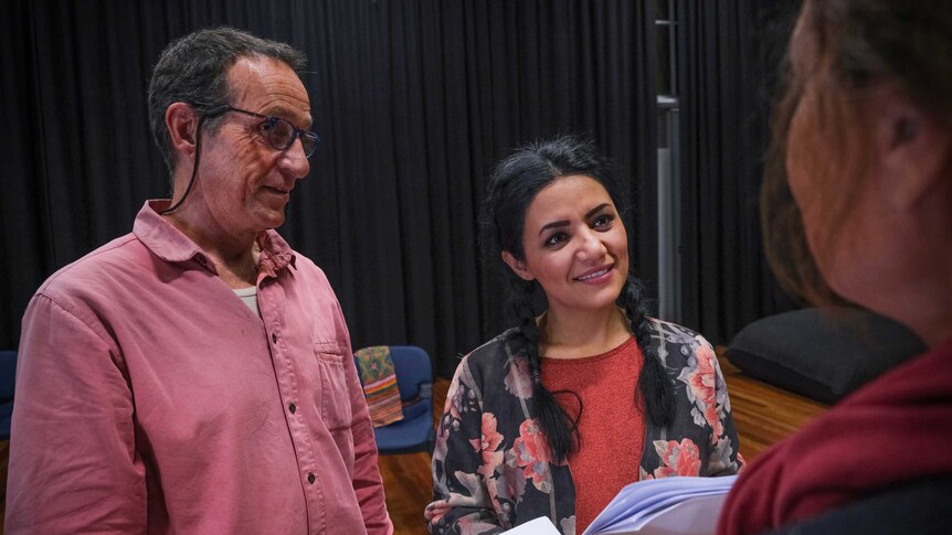 Maryam Zahid, Robert Colman and Odile Le Clezio in rehearsal.