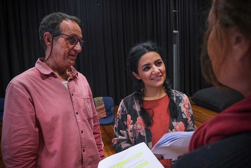 Maryam Zahid, Robert Colman and Odile Le Clezio in rehearsal.