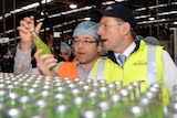 Opposition leader, Tony Abbott, visits the Bickfords soft drink plant in Adelaide.