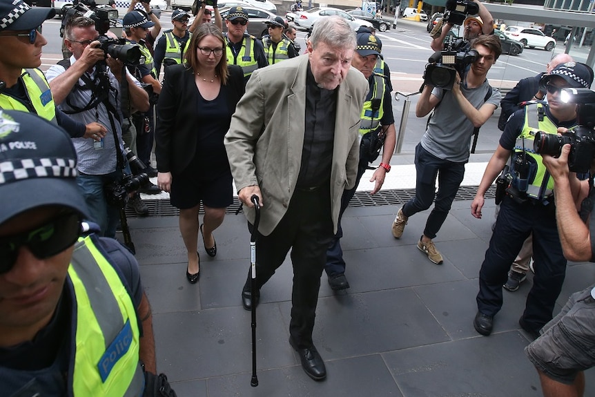 Cardinal George Pell arrives at County Court in Melbourne, Australia, Tuesday, February 26. 2019.