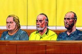 Marnie Passehl, Ronald Cook and Travis Kirchner in a Melbourne court.