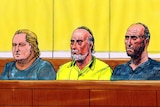 Marnie Passehl, Ronald Cook and Travis Kirchner in a Melbourne court.